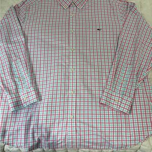Vineyard Vines Pink and Blue Checkered Shirt